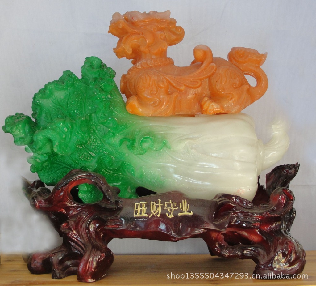 仿玉树脂工艺品批发 仿玉白菜摆件 仿玉工艺品摆件 树脂摆件