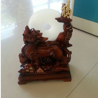 开业礼品爆款金福龙招财辟邪平安扣红木纹创意家居摆件树脂工艺品