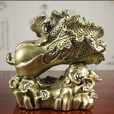 招财百财摆件 树脂仿铜工艺品开业礼品 吉祥白菜家居摆件定制