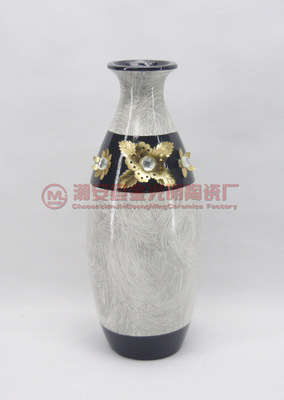 手绘复古欧美风格工艺花瓶 皮革与树脂钻的优雅邂逅